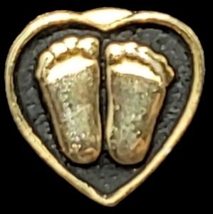 TINY FOOTPRINTS INSIDE HEART LAPEL PIN OR MAYBE A TIE PIN